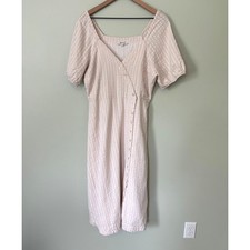 Madewell Striped Puff Sleeve Midi Dress 8 Romantic Minimal