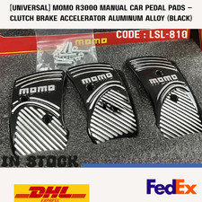 Momo Style Black Aluminum Non Slip Sport Pedal Brake Pad Covers Manual Car 3 Pcs
