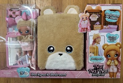 Na Na Na Surprise 3-in-1 Backpack Bedroom Playset Sarah Snuggles Fashion Doll