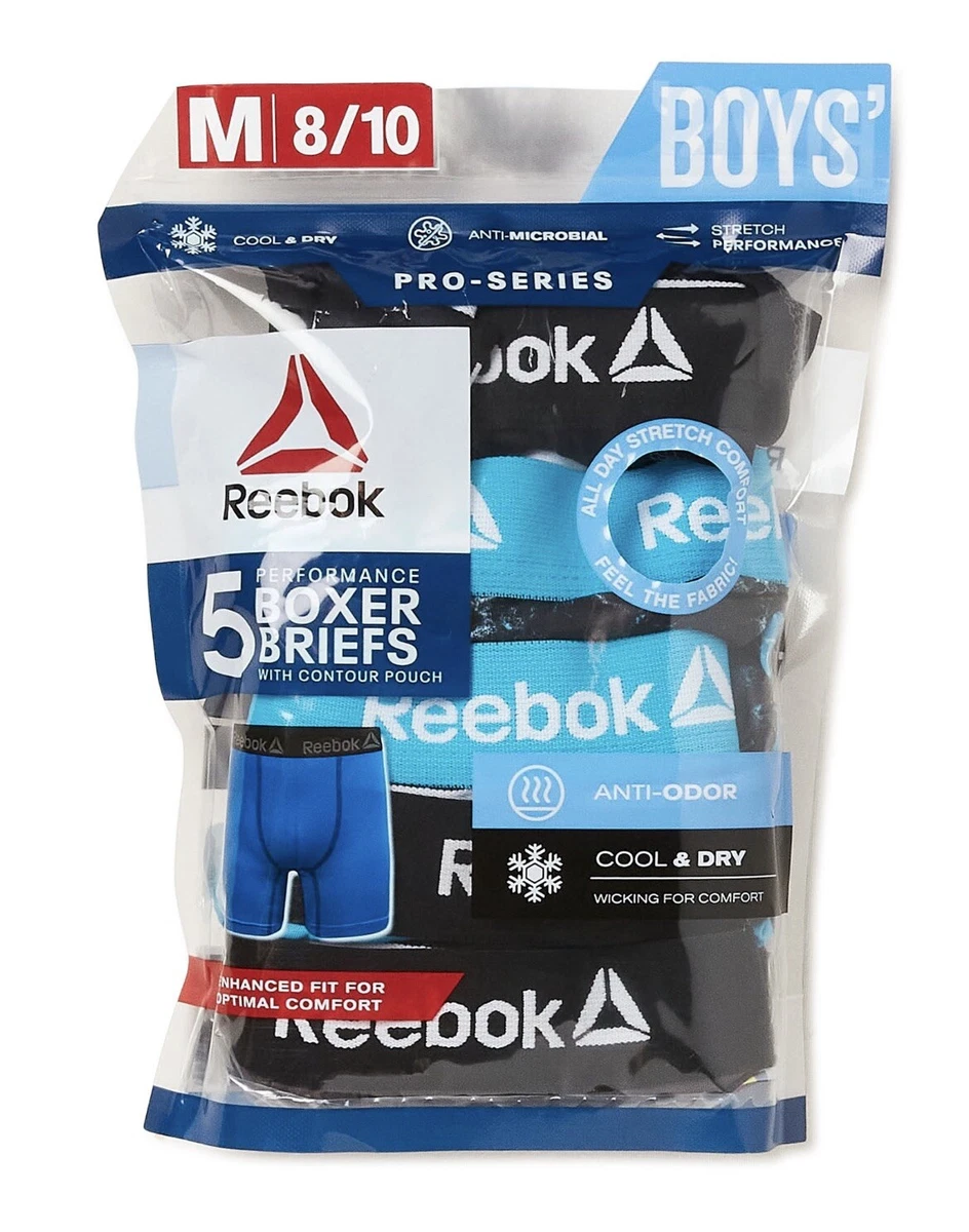 REEBOK Boy s 5 Pack Performance Boxer Briefs NEW Sz Medium Cool