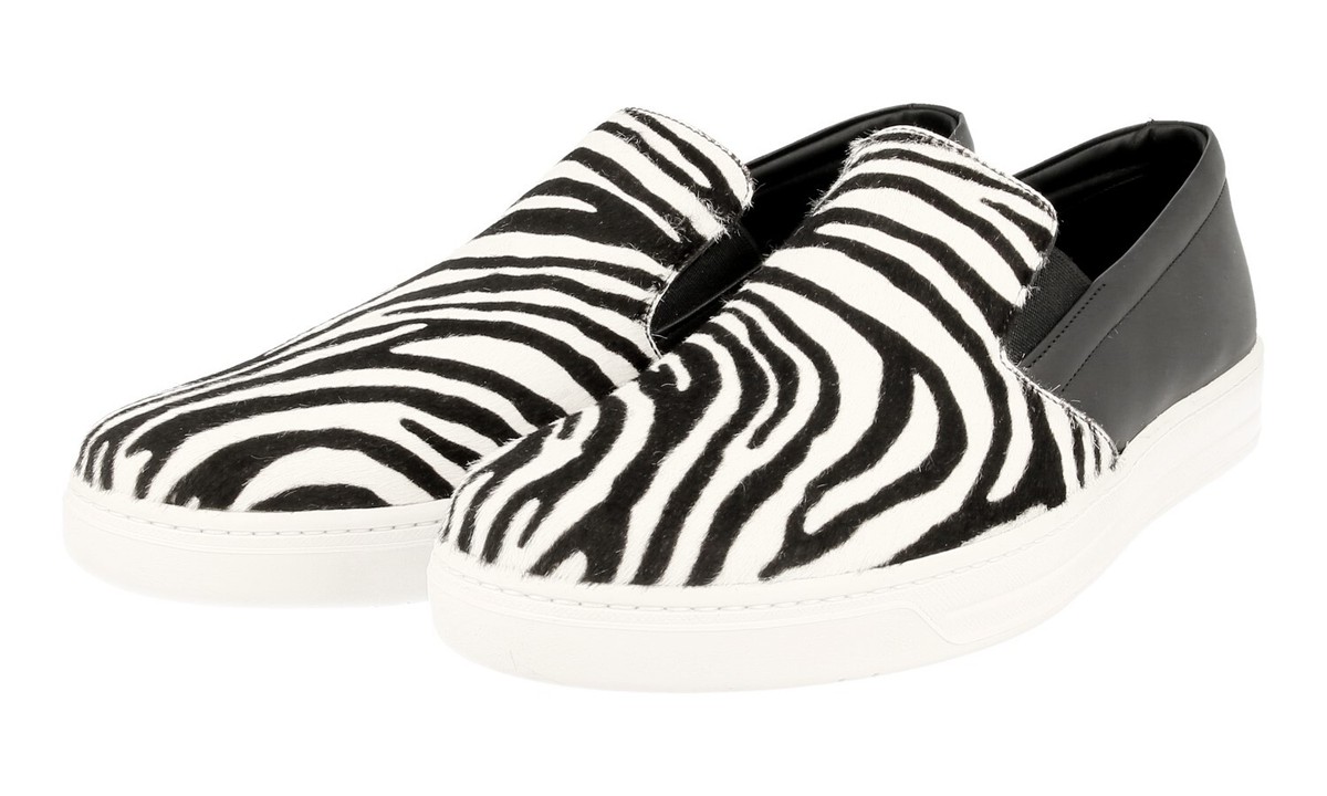 PRADA Pony Fur ZEBRA Slip-On Sneakers - 4D2733 Black White  display picture 2