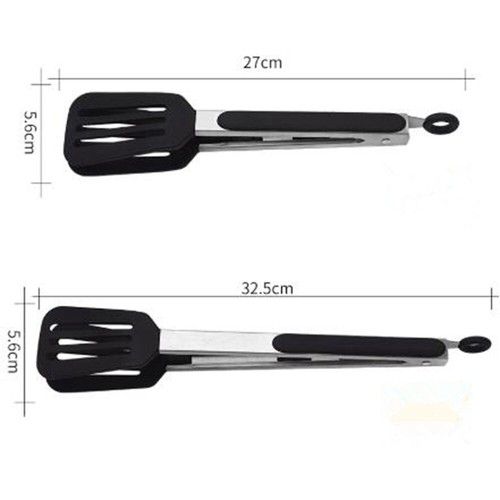 Silicone Home Kitchen Cooking Salad BBQ Tongs Stainless Steel Food Clip Tool - Picture 5 of 12