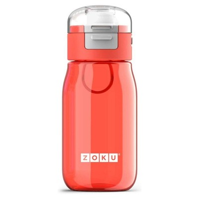 Zoku Kids Gulp red - flip top water bottle 465ml - leak proof - easy clean