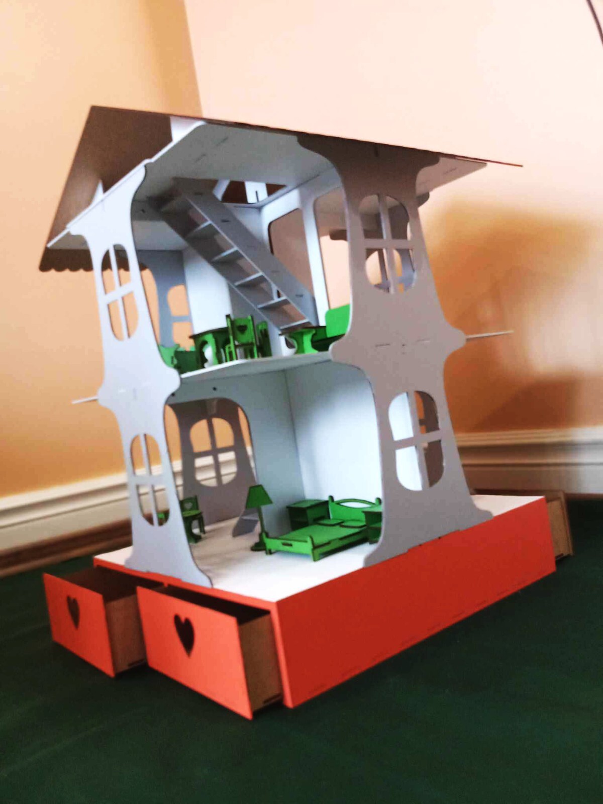 Large Doll house Mansion Wooden dollhouse with furniture set Gift for baby girls