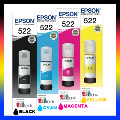 Any Epson Genuine T 522 T522 BK/C/M/Y Ink Bottle for ET2710 / ET4700 ...