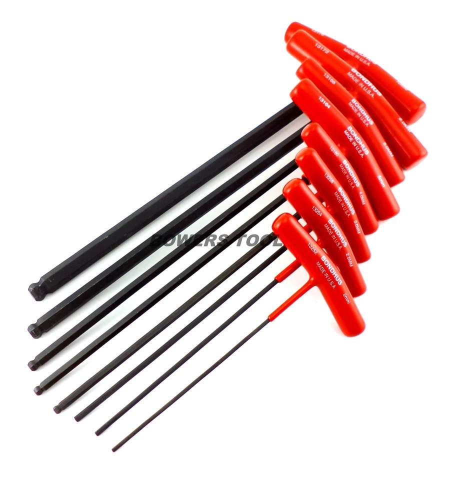 Bondhus T Handle Ball End Hex Wrench Set Metric MADE IN USA 13187 T-Handle - Image 2 of 4