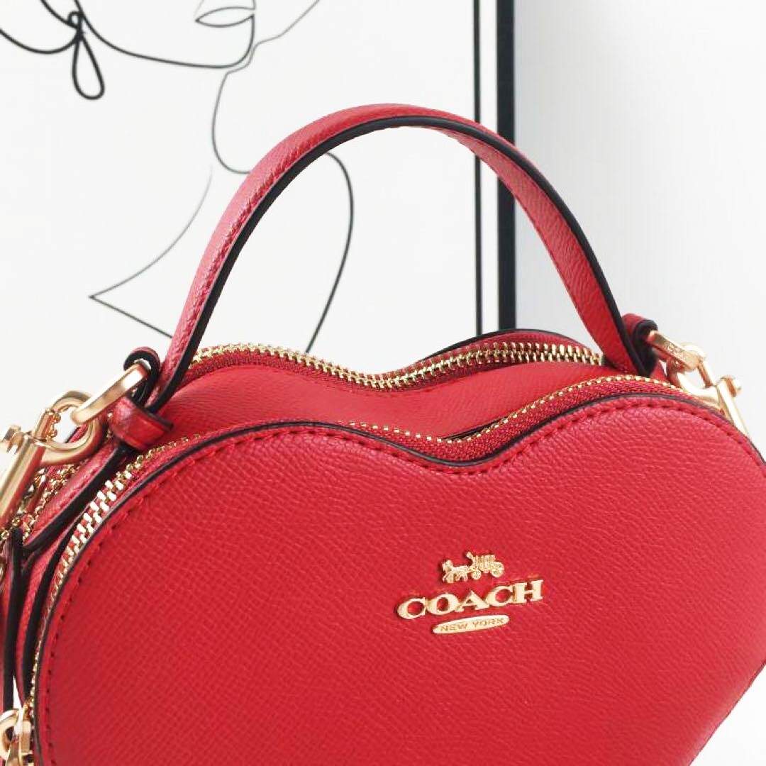 COACH Heart Crossbody shoulder 2WAY Bag Red Apple CE652