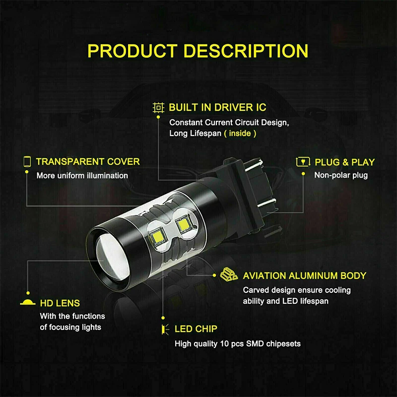 3156 Bombillas LED Retroceso 2X 6000K Para Mercury Grand Marquis 1989-2011 Foto 2 de 4