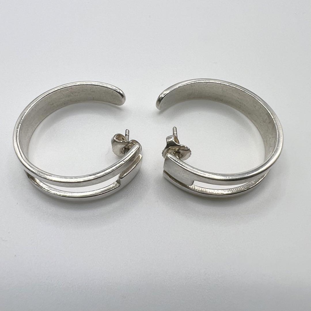 アクセサリー *GUCCI*/ logo foop earring /Ag925/No1542 GUCCI Hoop Earrings Cut Out G Logo Silver w/Storage Bag 2.4cm x