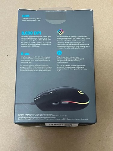 NEW LOGITECH G203 LIGHTSYNC GAMING MOUSE 910-005790 COLOR: BLACK FAST FREE SHIP - Picture 2 of 3