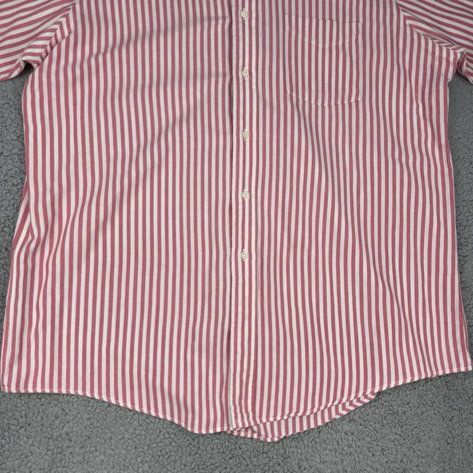 VINTAGE Jos A Bank Shirt Mens Extra Large Red White Striped Madagascar Chambray - Image 4 of 4