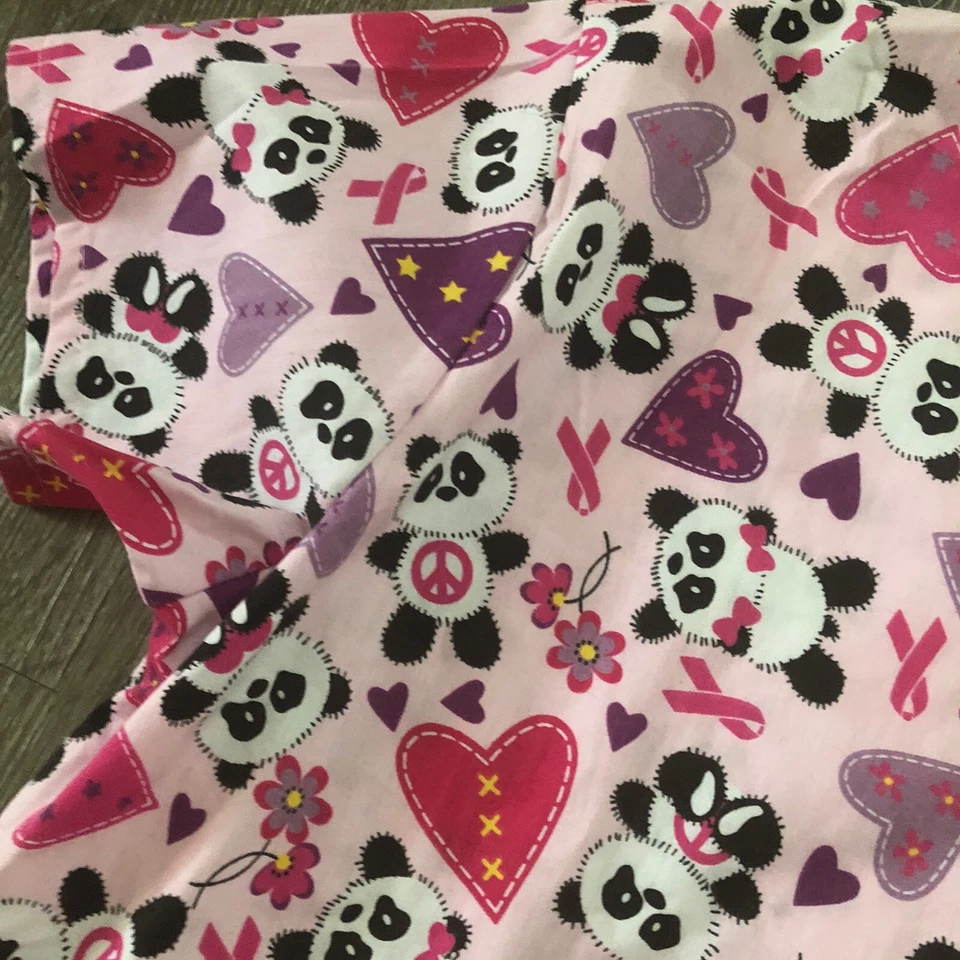 Zikit Women's Sz 1X Pink Purple Hearts Panda Pink Ribbon Mock Wrap Scrub Top New - Image 4 of 4