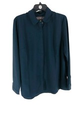 Camicia donna Elizabeth & Clarke Stain Tech blu navy con bottoni davanti 14 più NUOVA