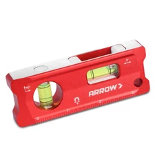 ARROW 4" Torpedo Level Magnetic Leveler Tool with SAE Metric Scale 0°/90° Bubble