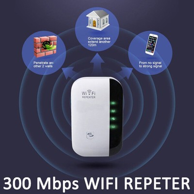 (US Plug) Wireless Network Connection Device,300M WiFi Extender Repeater