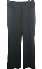 Express Grey Editor Womens Pants Size 4 Flare Faux Leather Accent Career