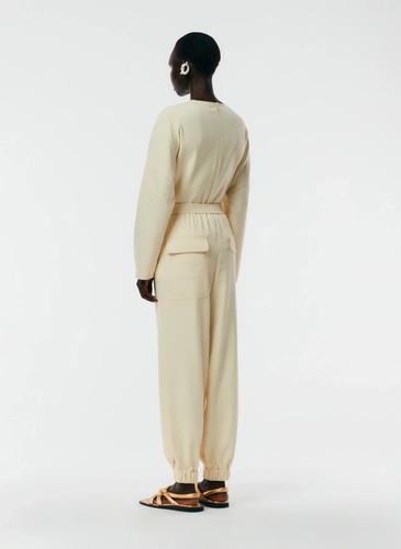 Tibi Chalky Drape Plashet Jogger Cuffed Sweatpants Beige Butter M UK 10 - Picture 14 of 16