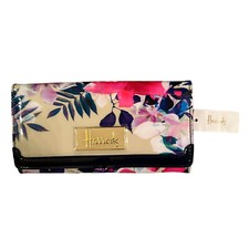 Portafoglio Harrods lucido floreale colorato zip intorno carta di credito e zip moneta nuovo con etichette