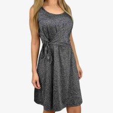 Athleta Sweet Saturday Dress Heathered Gray Size Small Stretchy Sporty Tie Waist