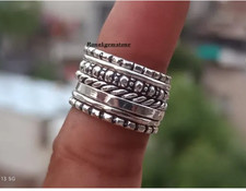 925 Sterling Silver Stacking Rings Set: Boho Dotted Pattern, Thin  Thi All Size