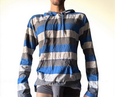 Sunday Work Clothes Men s Striped Thin Hoodie In Size Large