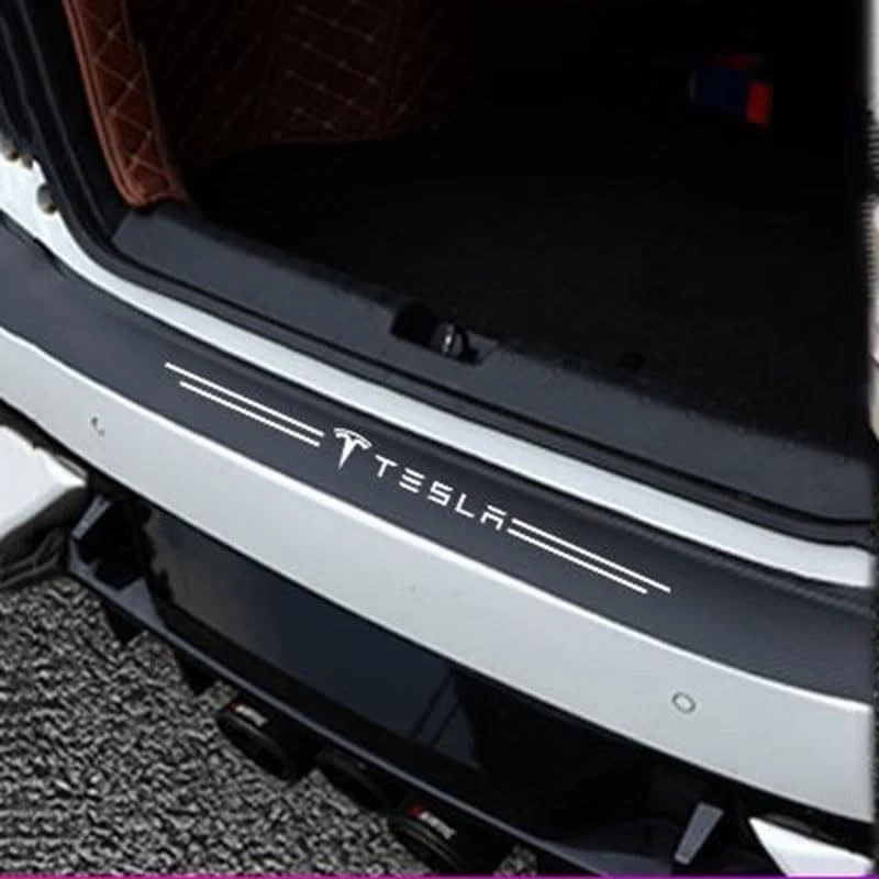 Juego de 5 almohadillas protectoras contra rasguños cubierta de umbral de puerta de fibra de carbono Tesla Model S Foto 3 de 4