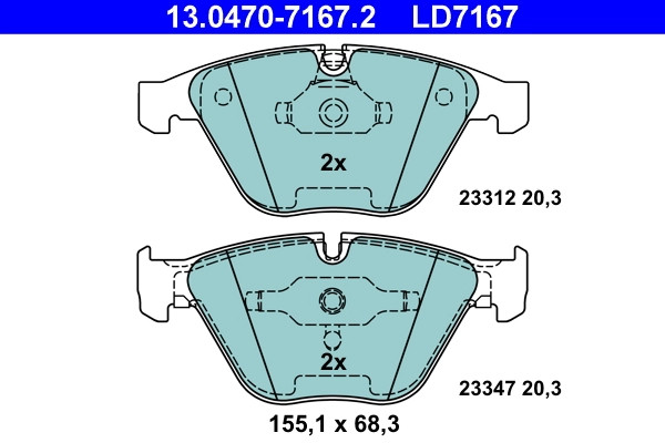 Plaquettes de frein pour frein à disque ATE 13.0470-7167.2 auto OE 34 11 2 2