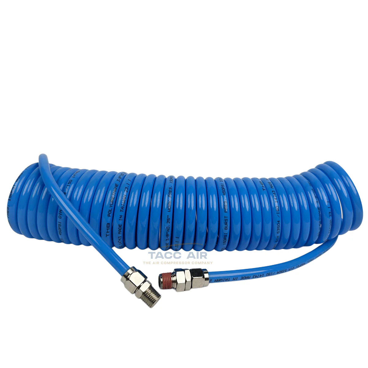 Hose Polyurethane Blue Spiral Coiled Recoil Line