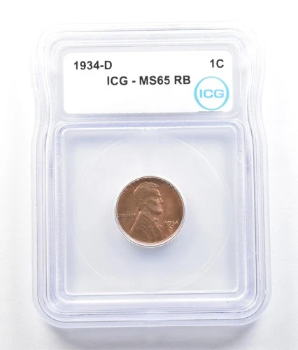 1934-D Lincoln Wheat Cent MS65 RB ICG *5214