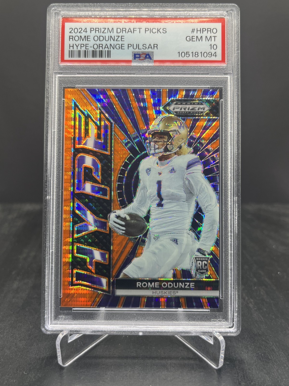 Rome Odunze Panini Prizm Draft Picks Hype #HPRO Orange Pulsar