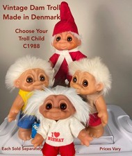 Big 80s Dam Troll Doll C1988 Large Troll Child Made in Denmark Thomas Dam Norfin