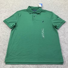 Nautica Polo Shirt Mens Medium Green Moisture Wicking Performance Item K55119