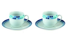 Tognana, set 2 tazzine da caffè con piattino metropol mosaico azzurro in finissi