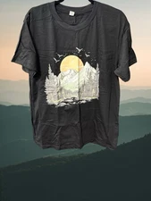 Adults unisex size XL T-shirt black sage mountains short sleeves 100% cotton new