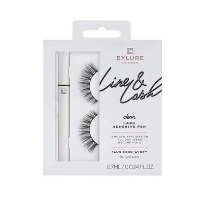 Eylure Line & Lash Kit Clear mit Wimpernkleber Falsche Wimpern Faux Nerz Wispy.