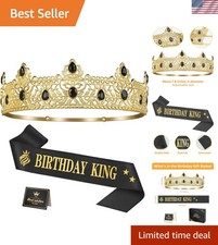 Birthday Decorations for Men - Birthday King Crown and King Sash Gift Set