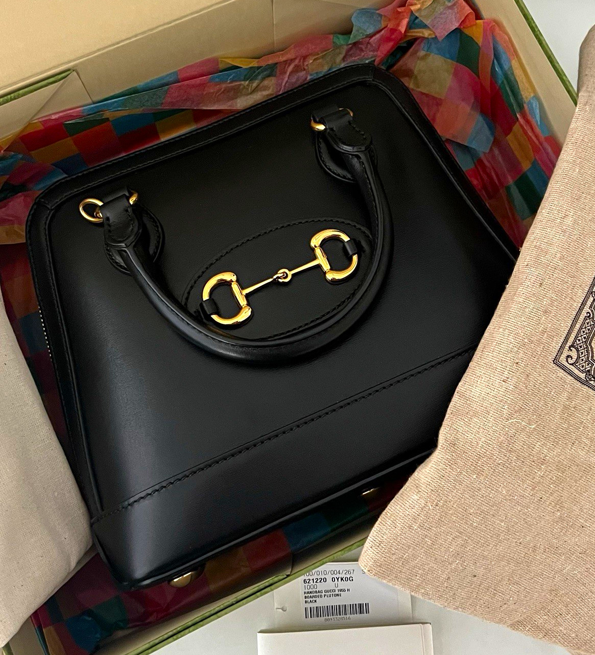 Gucci Plutone Calfskin Small Horsebit 1955 Top Handle Bag Black