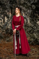Wikinger Unterkleid Rot "Helga"; Kleid Mittelalter; Wikinger Kostüm