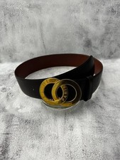 Auth Celine Vintage Excellent Condition Circle Brand Logo Leather Belt Multi FS