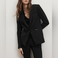 Veronica Beard Iconic Scuba Dickey Jacket Black Size 8 Tailored Schoolboy Blazer