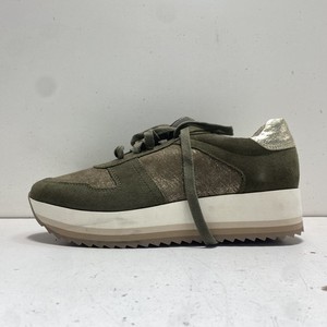 Joie Olive Green Suede Gold Metallic Platform Sneakers Women's Size 8.5