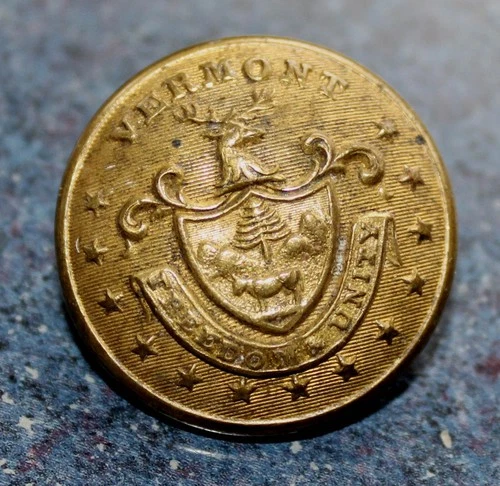 Civil War Raised Back Mark Vermont State Seal Coat Button