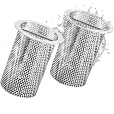 2 Pcs Commercial Floor Drain Strainer Perforated Cylindrical Mesh 316 Stainle