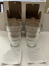 2 NESPRESSO View 12oz Recipe Glass Coffee Ice Latte Tea 4 7/8”H Made France NIB