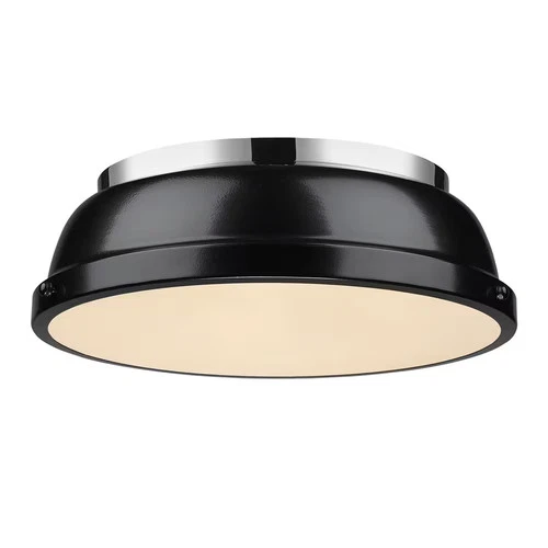 Golden Lighting 3602-14 CH-BK Duncan 14 Flush Mount in Chrome with Black Shade - Picture 1 of 2
