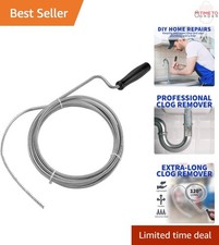 Metal Plumbing Snake 10ft Drain Pipe Cleaner Sink Shower Toilet Unclogger