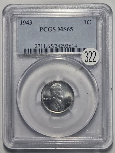 1943 LINCOLN STEEL WHEAT CENT (1C) PCGS MS 65 Certified Coin
