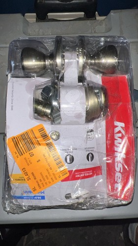 Paquete combinado de perilla de entrada de latón antiguo Kwikset Tylo y cerrojo de doble cilindro - Imagen 2 de 3