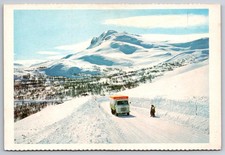 Postcard School Bus on Snowy Road Norway View from Mountain Filefjell Unposted