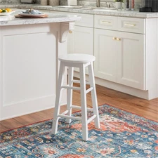 Bowery Hill Contemporary Wood Round Counter Stool in White Finish